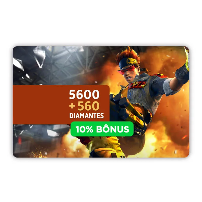 Gift Card Free Fire 5600 diamantes + 10% de Bônus