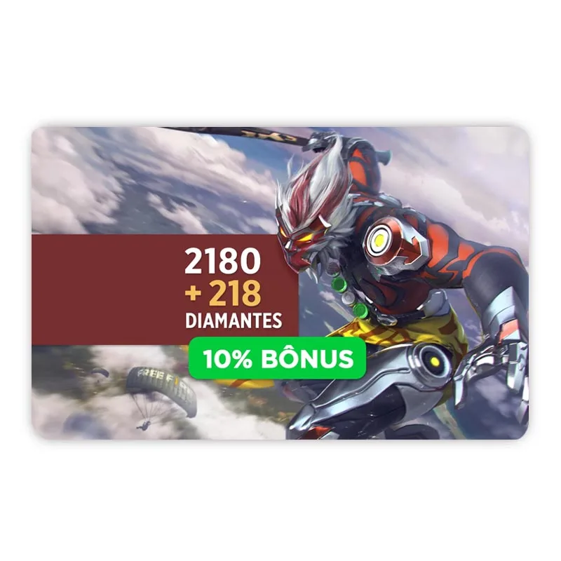 Gift Card Free Fire 2180 diamantes + 10% de Bônus