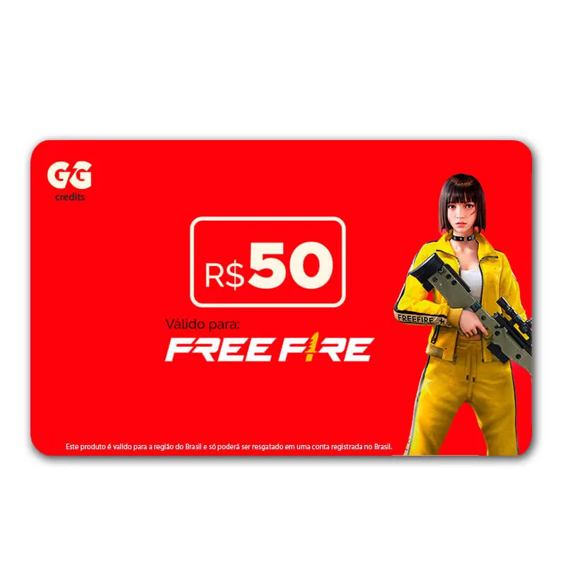 Gift Card Garena Free Fire 50 Reais + 10% de Bônus
